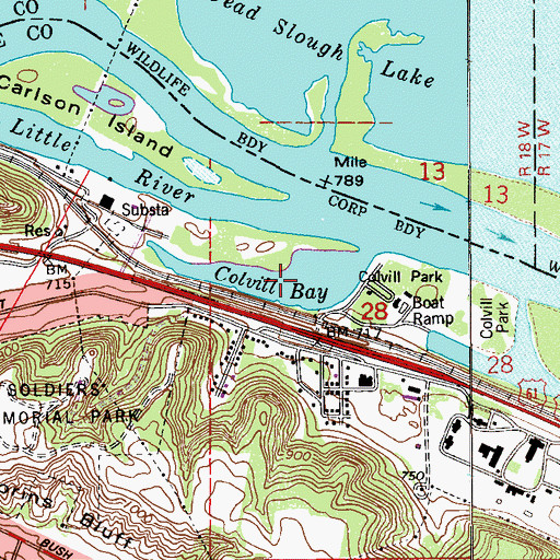 Topographic Map of Colvill Bay, MN
