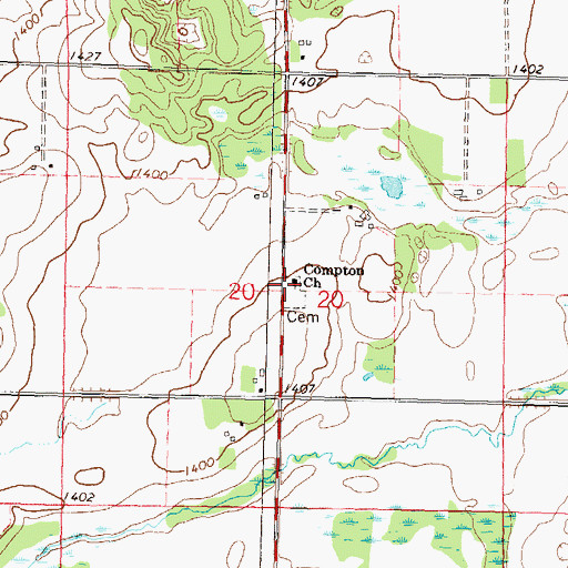 Topographic Map of Compton Church, MN