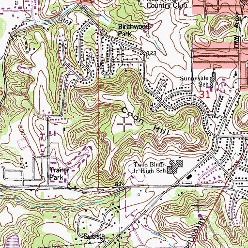 Topographic Map of Coon Hill, MN