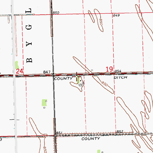 Topographic Map of County Ditch Number One Hundred Seven, MN