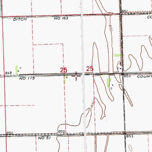 Topographic Map of County Ditch Number One Hundred Fifteen, MN