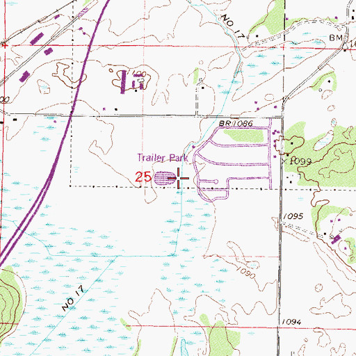 Topographic Map of County Ditch Number Seventeen, MN