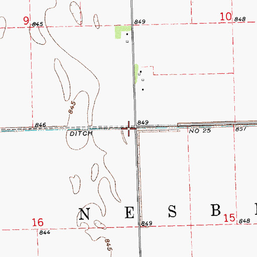 Topographic Map of County Ditch Number Twentyfive, MN
