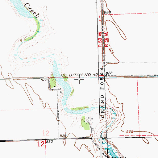 Topographic Map of County Ditch Number Forty, MN