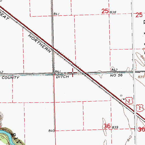 Topographic Map of County Ditch Number Fiftysix, MN