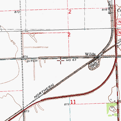 Topographic Map of County Ditch Number Sixtythree, MN