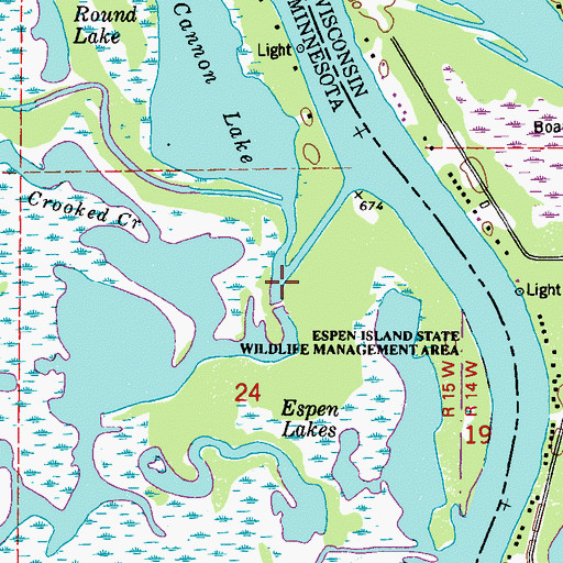 Topographic Map of Crooked Creek, MN