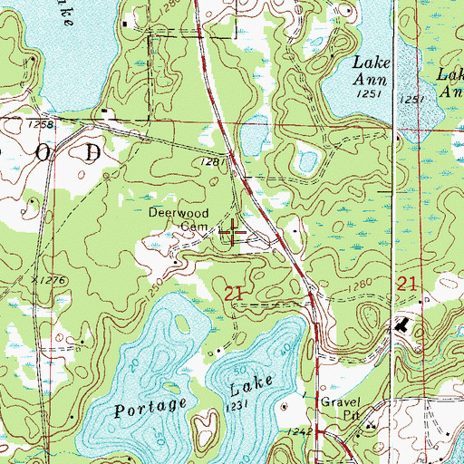 Topographic Map of Deerwood Cemetery, MN