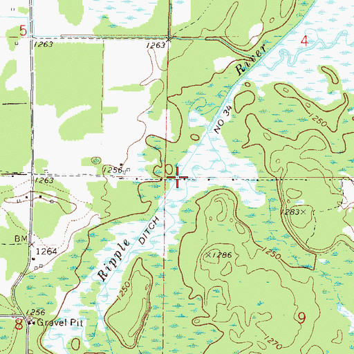 Topographic Map of Ditch Number Thirtyfour, MN