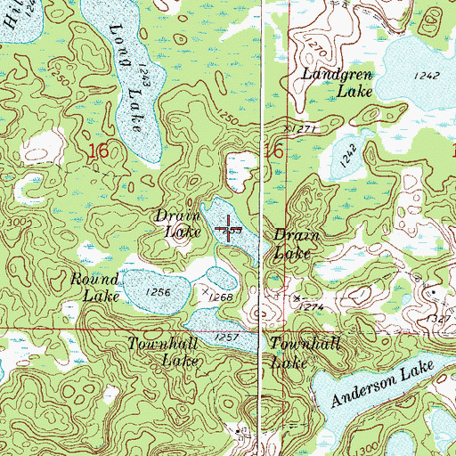 Topographic Map of Drain Lake, MN