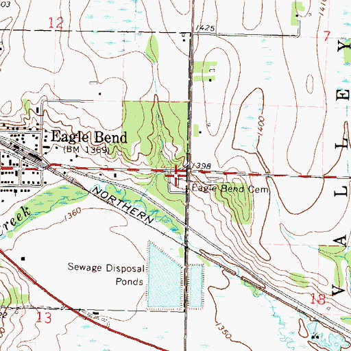 Topographic Map of Eagle Bend Cemetery, MN