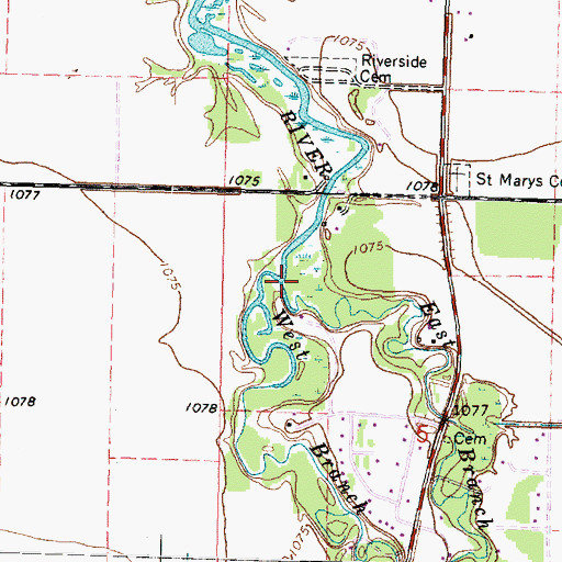 Topographic Map of East Branch Warroad River, MN