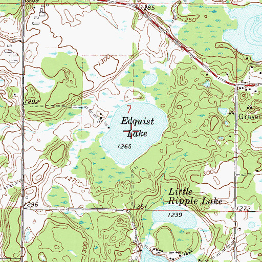 Topographic Map of Edquist Lake, MN