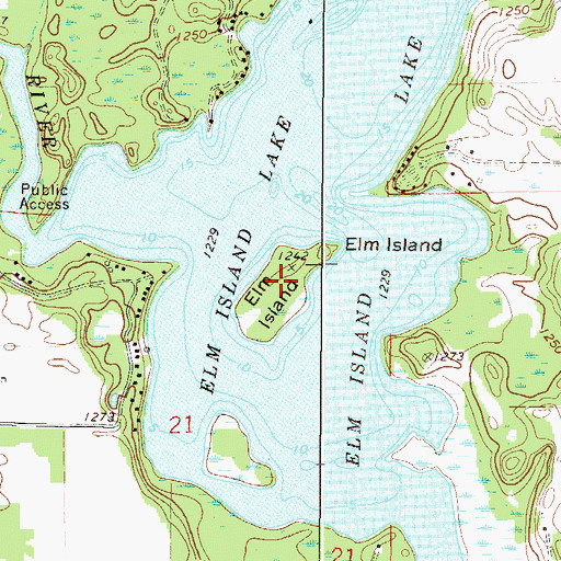 Topographic Map of Elm Island, MN