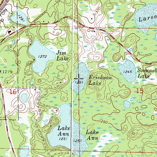 Topographic Map of Erickson Lake, MN