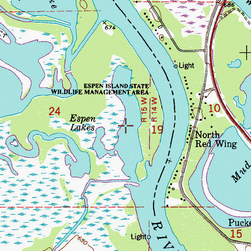 Topographic Map of Espen Lakes, MN