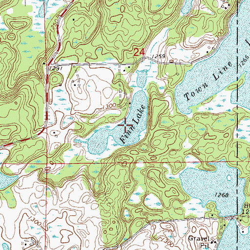 Topographic Map of Finn Lake, MN