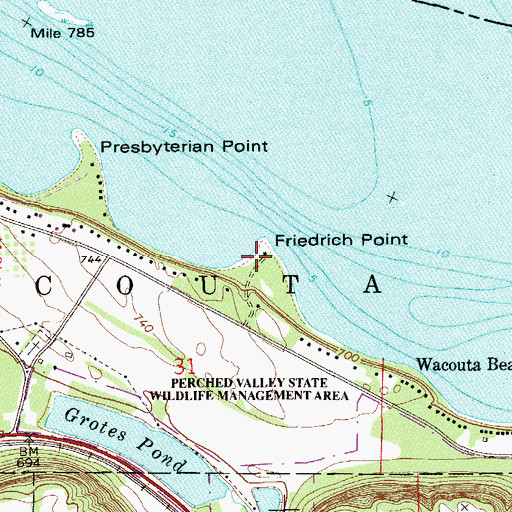 Topographic Map of Friedrich Point, MN