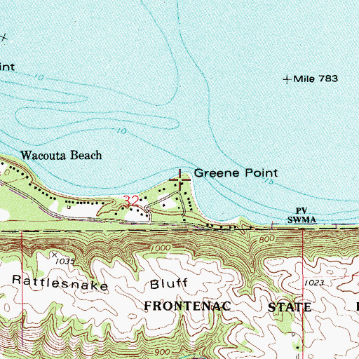 Topographic Map of Greene Point, MN