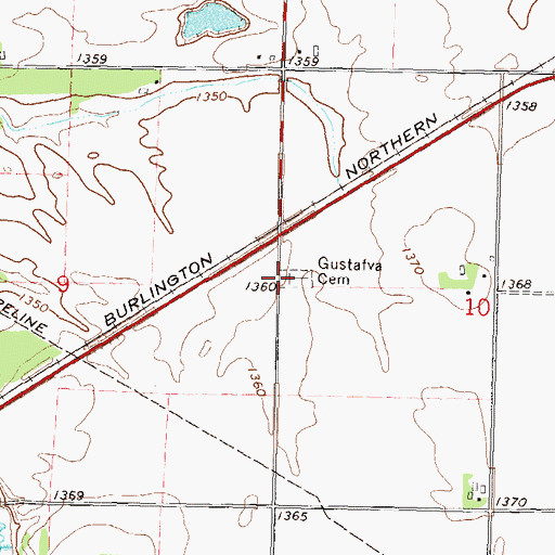 Topographic Map of Gustafva Cemetery, MN