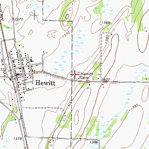 Topographic Map of Hewitt Cemetery, MN