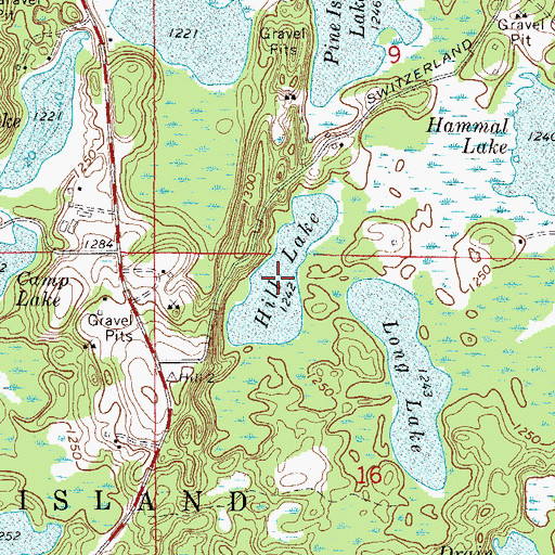 Topographic Map of Hill Lake, MN