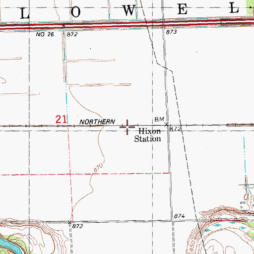 Topographic Map of Hixon Station, MN