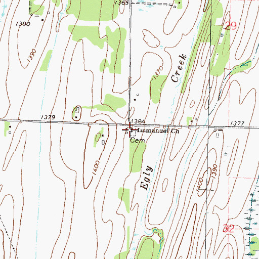 Topographic Map of Immanuel Church, MN
