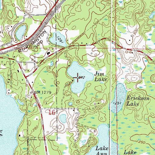 Topographic Map of Jim Lake, MN