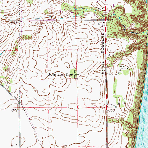 Topographic Map of Johnson Cemetery, MN