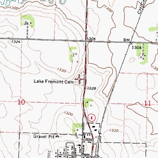 Topographic Map of Lake Fremont Cemetery, MN