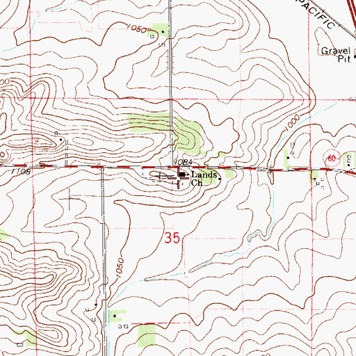 Topographic Map of Lands Church, MN