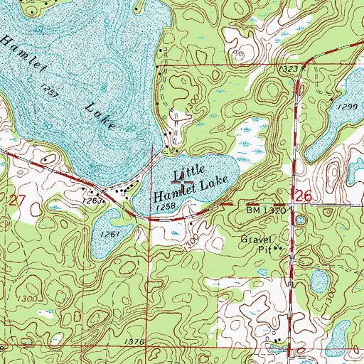Topographic Map of Little Hamlet Lake, MN