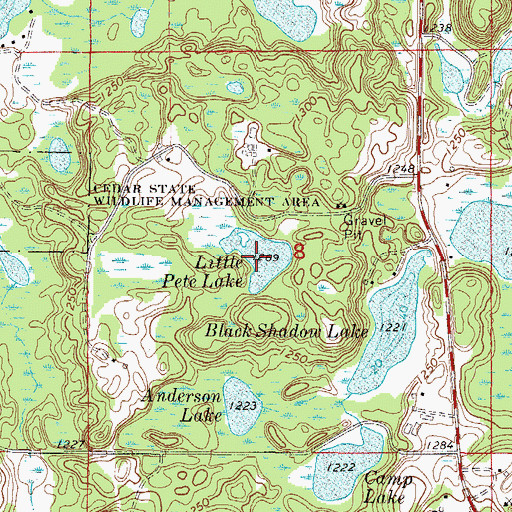 Topographic Map of Little Pete Lake, MN