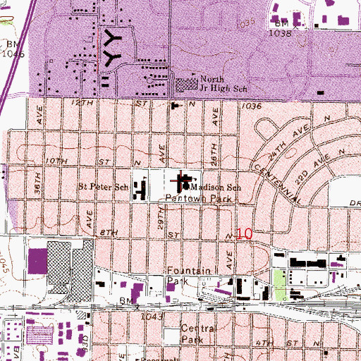 Topographic Map of Madison School, MN