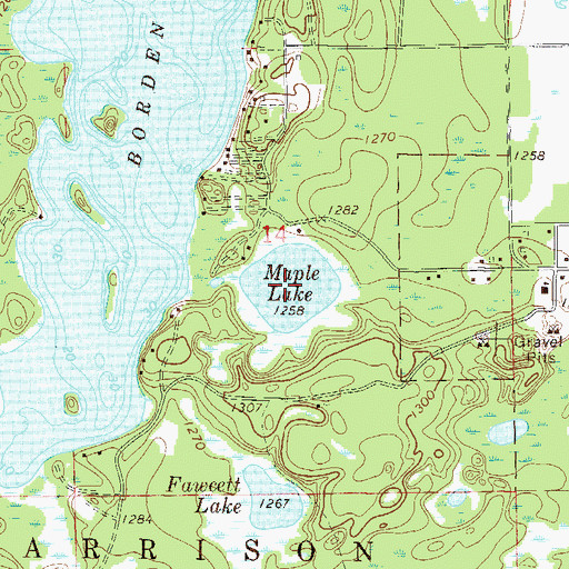 Topographic Map of Maple Lake, MN