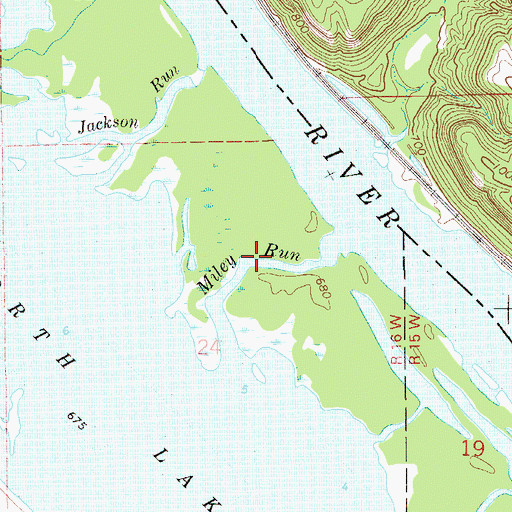 Topographic Map of Miley Run, MN