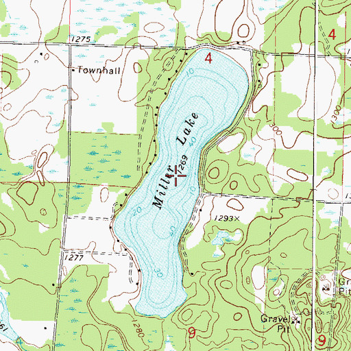 Topographic Map of Miller Lake, MN