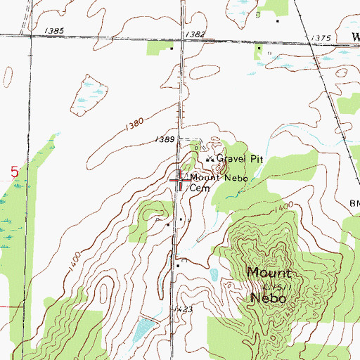 Topographic Map of Mount Nebo Cemetery, MN
