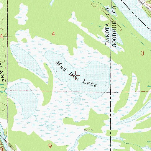 Topographic Map of Mud Hen Lake, MN