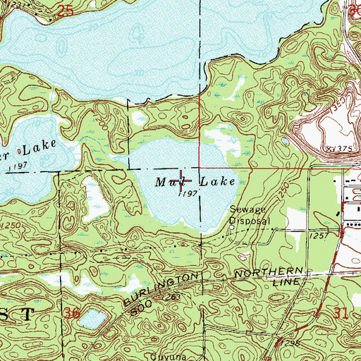 Topographic Map of Lake Cuyuna, MN