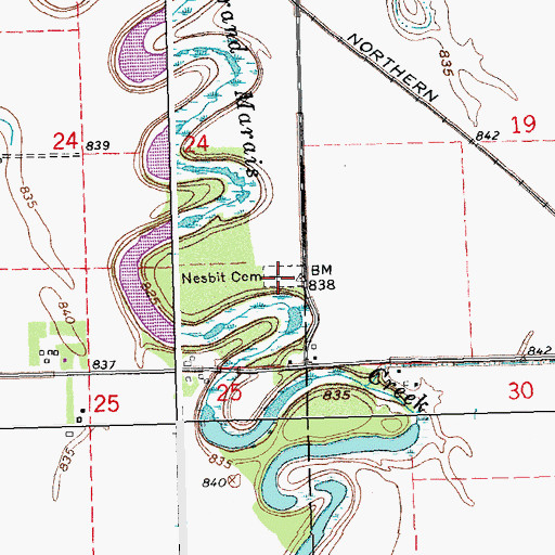 Topographic Map of Nesbit Cemetery, MN