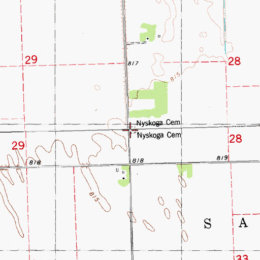 Topographic Map of Nyskoga Cemetery, MN