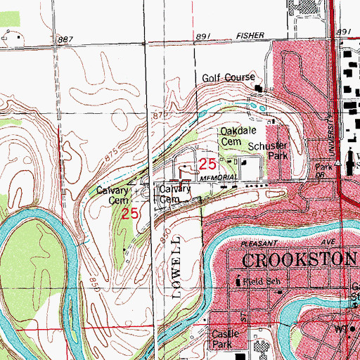 Topographic Map of Oakdale Cemetery, MN