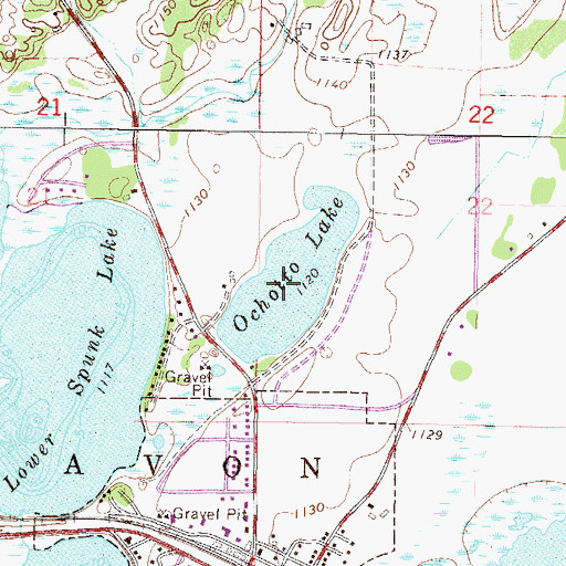 Topographic Map of Ochotto Lake, MN