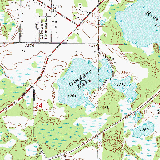 Topographic Map of Olander Lake, MN