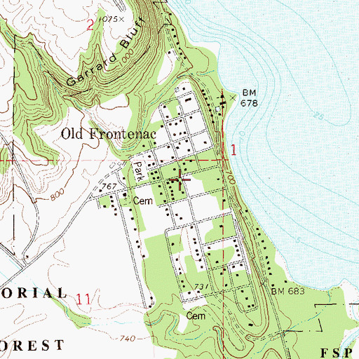 Topographic Map of Old Frontenac, MN