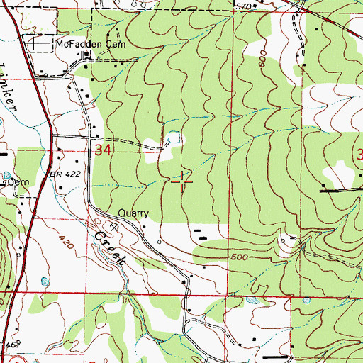 Topographic Map of Stout Cemetery, AR