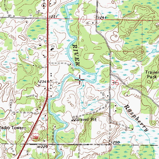 Topographic Map of Raspberry Creek, MN