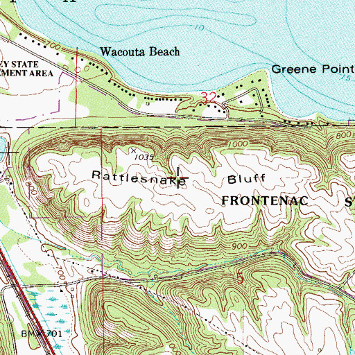Topographic Map of Rattlesnake Bluff, MN